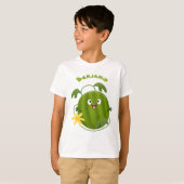 かわいい幸せな笑顔のスイカのキャラクター Tシャツ (正面フル)