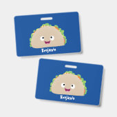 かわいい幸せな笑顔のタコのイラスト バッジ (正面＆裏面)