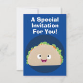 かわいい幸せな笑顔のタコの漫画イラスト 招待状 (裏面)