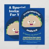 かわいい幸せな笑顔のタコの漫画イラスト 招待状 (正面/裏面)