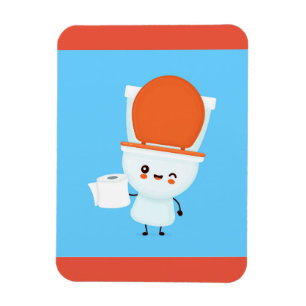 かわいい幸せな笑顔のボウル及びトイレ紙 マグネット