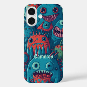 かわいい幸せな笑顔のモンスター iPhone 16ケース