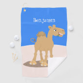 かわいい幸せな笑顔のラクダ漫画イラストレーション ゴルフタオル (インサイチュ)