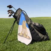 かわいい幸せな笑顔のラクダ漫画イラストレーション ゴルフタオル (グリーン)