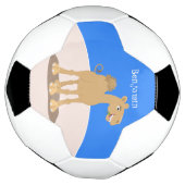 かわいい幸せな笑顔のラクダ漫画イラストレーション サッカーボール (回転)