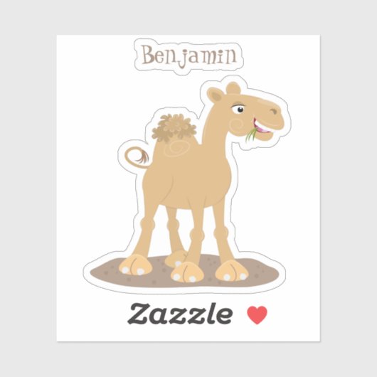 かわいい幸せな笑顔のラクダ漫画イラストレーション シール (シート)