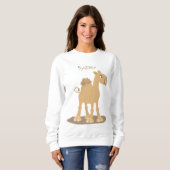 かわいい幸せな笑顔のラクダ漫画イラストレーション スウェットシャツ (正面フル)