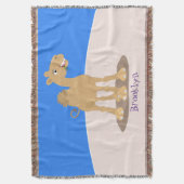 かわいい幸せな笑顔のラクダ漫画イラストレーション スローブランケット (正面縦)