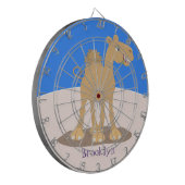 かわいい幸せな笑顔のラクダ漫画イラストレーション ダーツボード (正面左)