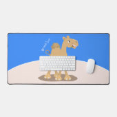 かわいい幸せな笑顔のラクダ漫画イラストレーション デスクマット (キーボード&マウス)