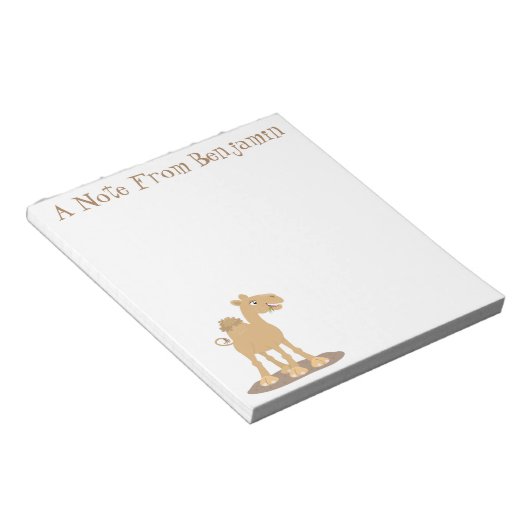 かわいい幸せな笑顔のラクダ漫画イラストレーション ノートパッド (アングル)