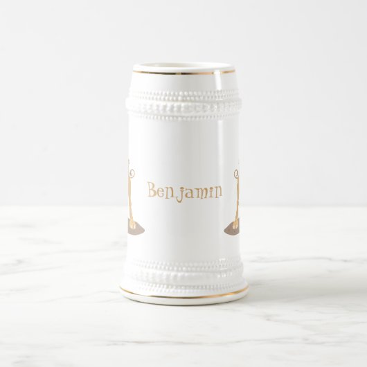 かわいい幸せな笑顔のラクダ漫画イラストレーション ビールジョッキ (中央)