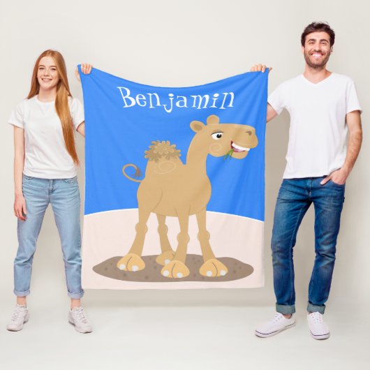 かわいい幸せな笑顔のラクダ漫画イラストレーション フリースブランケット (インサイチュ)