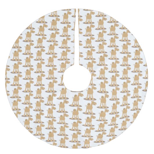 かわいい幸せな笑顔のラクダ漫画イラストレーション ブラッシュドポリエステルツリースカート (正面)