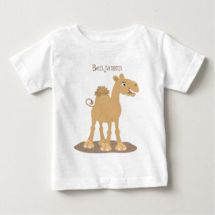 かわいい幸せな笑顔のラクダ漫画イラストレーション ベビーTシャツ