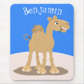 かわいい幸せな笑顔のラクダ漫画イラストレーション マウスパッド (正面)