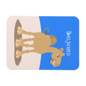 かわいい幸せな笑顔のラクダ漫画イラストレーション マグネット (横)