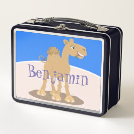 かわいい幸せな笑顔のラクダ漫画イラストレーション メタルランチボックス