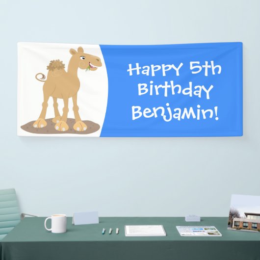 かわいい幸せな笑顔のラクダ漫画イラストレーション 横断幕 (トレードショー)