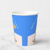 かわいい幸せな笑顔のラクダ漫画イラストレーション 紙コップ (左)