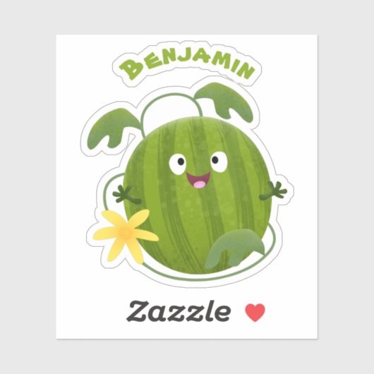 かわいい幸せな笑顔のワ watermelon の漫画 シール (シート)