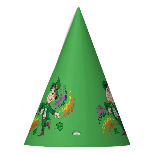 かわいい幸せな笑顔の踊りレプレシャン、虹 パーティーハット (左)