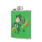 かわいい幸せな笑顔の踊りレプレシャン、虹 フラスク (左)