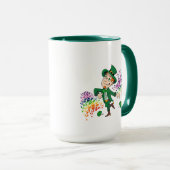 かわいい幸せな笑顔の踊りレプレシャン、虹 マグカップ (正面右)