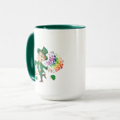 かわいい幸せな笑顔の踊りレプレシャン、虹 マグカップ (正面左)