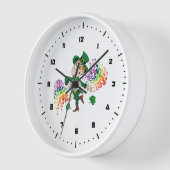 かわいい幸せな笑顔の踊りレプレシャン、虹 壁時計 (傾斜)