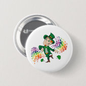 かわいい幸せな笑顔の踊りレプレシャン、虹 缶バッジ (正面&裏面)