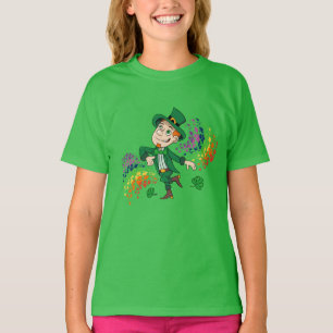 かわいい幸せな笑顔の踊りレプレシャン、虹 Tシャツ