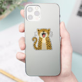 かわいい幸せな笑顔の野生のヒョウのキャラクター シール (スマートフォン)