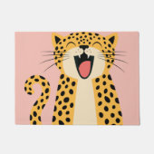 かわいい幸せな笑顔の野生のヒョウのキャラクター ドアマット (正面)