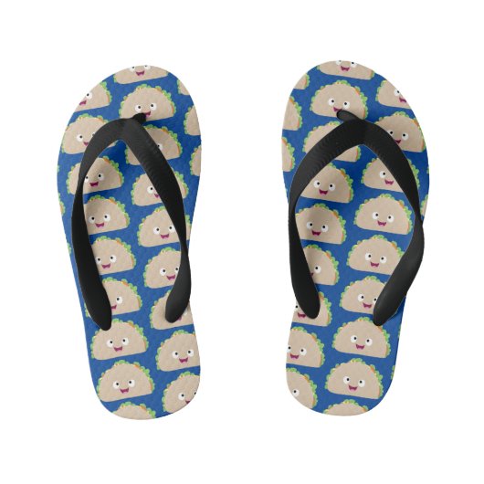 かわいい幸せな笑顔タコアニメイラストレーション キッズビーチサンダル (フットベッド)