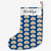 かわいい幸せな笑顔タコアニメイラストレーション スモールクリスマスストッキング (裏面)