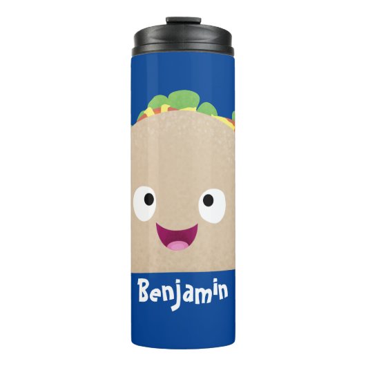 かわいい幸せな笑顔タコアニメイラストレーション タンブラー (正面)