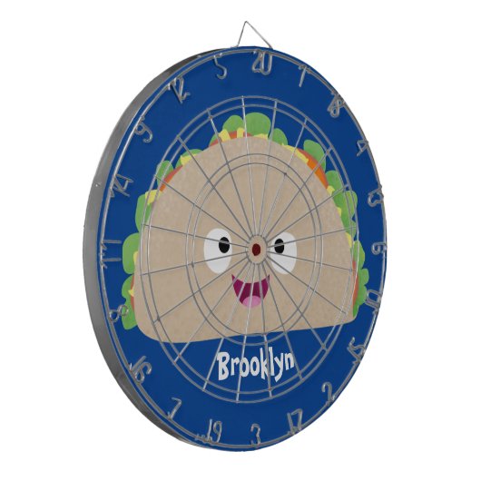 かわいい幸せな笑顔タコアニメイラストレーション ダーツボード (正面左)