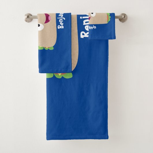 かわいい幸せな笑顔タコアニメイラストレーション バスタオルセット (インサイチュ)