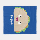 かわいい幸せな笑顔タコアニメイラストレーション フリースブランケット (正面(横))