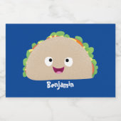 かわいい幸せな笑顔タコアニメイラストレーション フードラベル (シングルラベル)