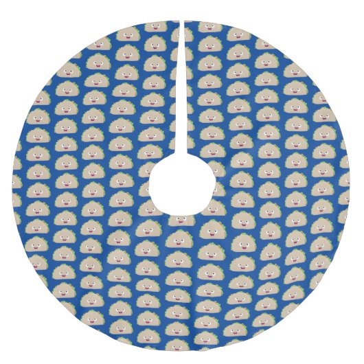 かわいい幸せな笑顔タコアニメイラストレーション ブラッシュドポリエステルツリースカート (正面)