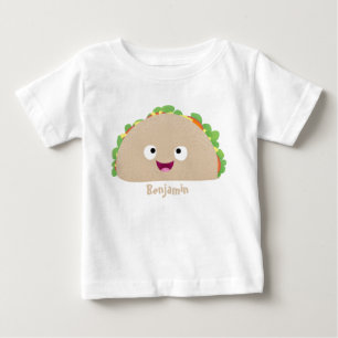 かわいい幸せな笑顔タコアニメイラストレーション ベビーTシャツ