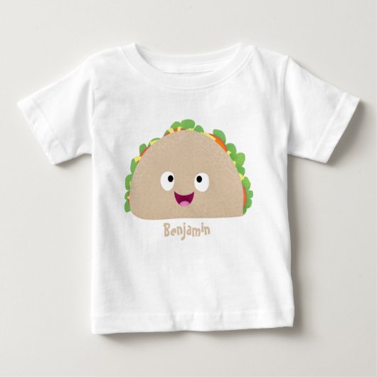 かわいい幸せな笑顔タコアニメイラストレーション ベビーTシャツ (正面)
