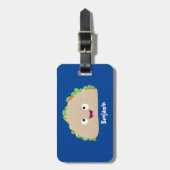 かわいい幸せな笑顔タコアニメイラストレーション ラゲッジタグ (正面縦)