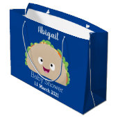 かわいい幸せな笑顔タコアニメイラストレーション ラージペーパーバッグ (裏面アングル)