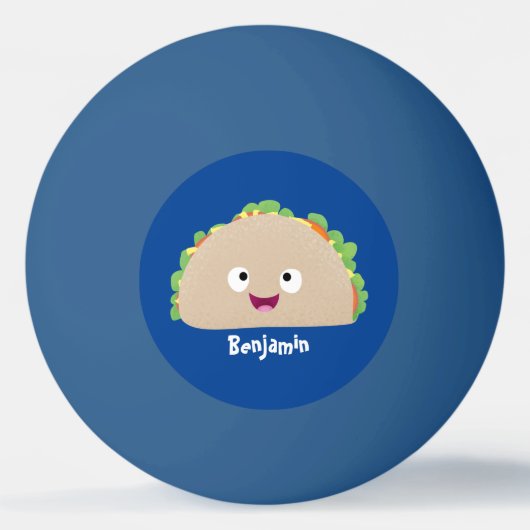 かわいい幸せな笑顔タコアニメイラストレーション 卓球ボール (正面)