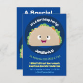 かわいい幸せな笑顔タコアニメイラストレーション 招待状 (正面/裏面)