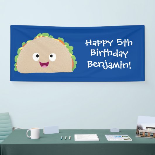 かわいい幸せな笑顔タコアニメイラストレーション 横断幕 (トレードショー)