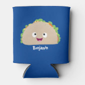 かわいい幸せな笑顔タコアニメイラストレーション 缶クーラー (正面)